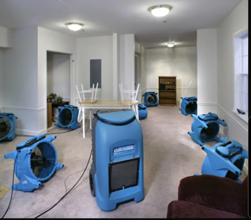 Air movers and dehumidifier setup for Water Extraction & Removal in Fruita